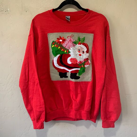 Gildan Tops - Gildan Crewneck Santa Claus Ugly Christmas Sweater Sz Medium Holiday Party